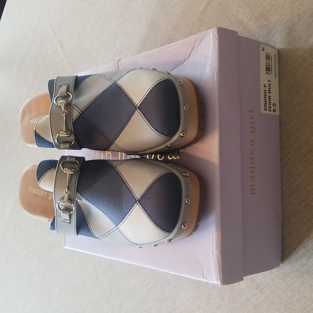 Madden Girl Patchwork Demin Clogs, size 9.5